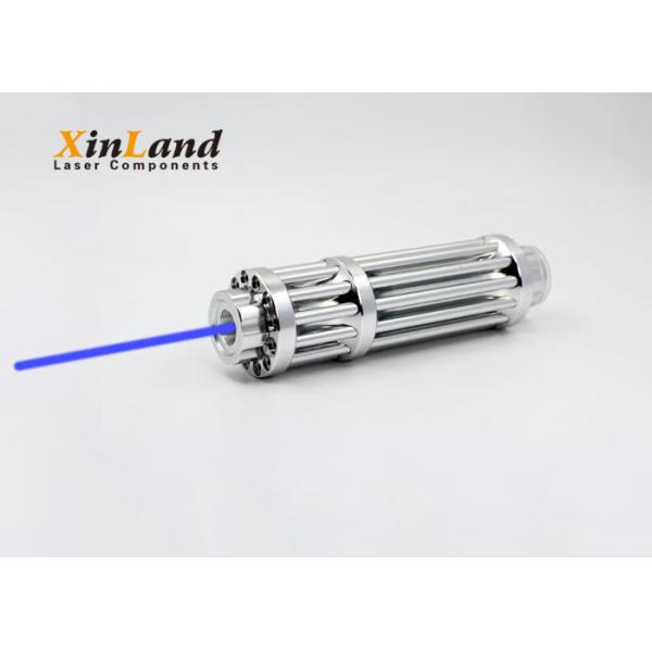 450nm 1000mW High Power Blue Laser Pointer Pen with Five Tips Twinkling Star Pattern Silver Aluninum