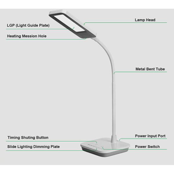 Daylight White Dimmable Led Table Lamp , 12 Volt Desk Lamp With Usb Charging Port