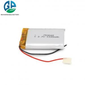 Quality KC IEC62133 Approve 753048 3.7V 1100mAh Lipo Battery Rechargeable Battery Pack With Pcb Li-Polymer Battery for sale
