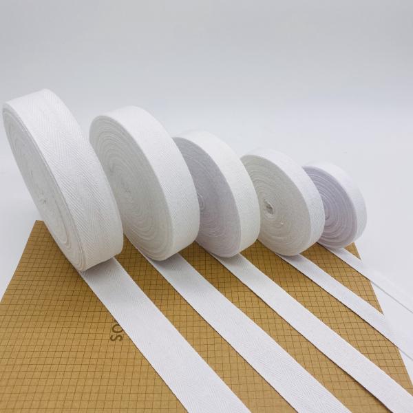 Custom width herringbone pattern thin cotton binding tape waistband elastic woven webbing trim