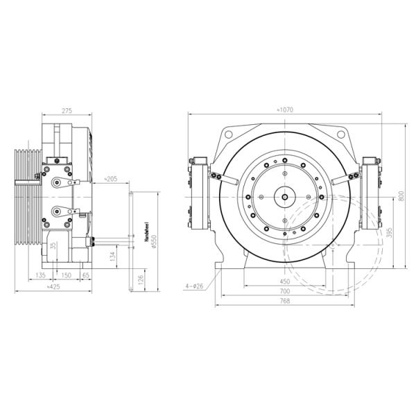 380V 32-Pole Gearless Traction Machine With 8000kg Max. Static Load