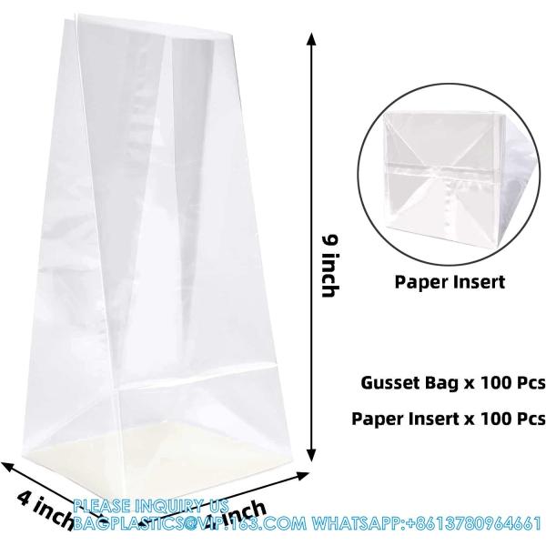 Opp Pla Packaging Bag Candy Bopp Clear Block Bottom Pouch Opp Square Bottom Bag Opp Cello Gusset Square Bottom Bag