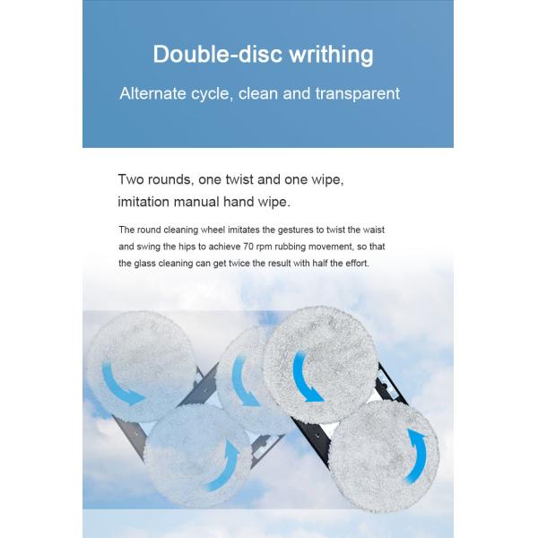 80W Power Huidi HCR-02 Smart Home Round Washer Cleaner Robot with Anti-Fall Function