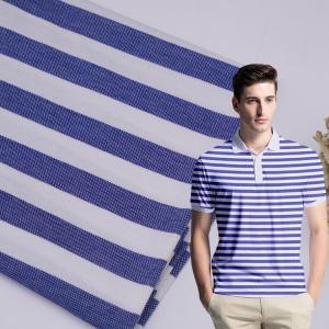 Quality Moisture Wicking Cotton Pique Fabric Breathable Stretch Striped Lycra Texture for sale