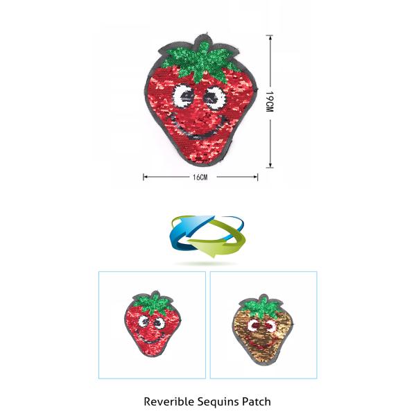 Red / Golden Apple Sequin Embroidery Patches 16*19CM Size For Kids Clothes