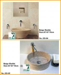 Quality Bathroom Vanity Beige Marble Granite Sink Round Washbasin for Kitchen for sale