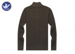 Stand Collar Mens Dark Brown Cardigan Sweater , Mens Cotton Cardigans With