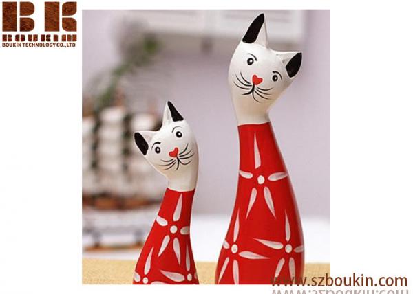 Buy The Nordic animals wooden crafts Hand-painted wooden crafts prosperous cat 2 piece wooden crafts at wholesale prices
