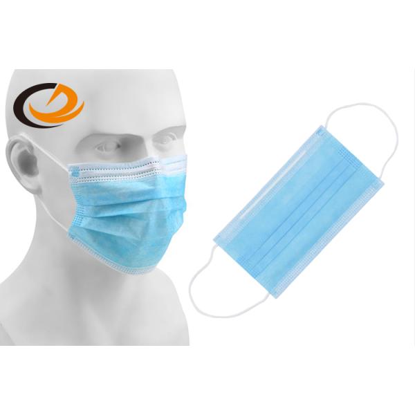 Blue CE Approved 3 Ply Disposable Face Mask , Economical Non Woven Disposable Mask