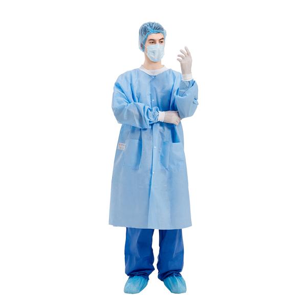 Single Collar PP Disposable Lab Coats ISO13485 Standard