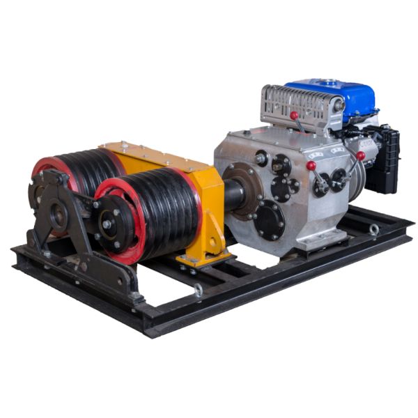 High Efficiency Double Drum 5 Ton Gas Engine Powered Winch For Lifting