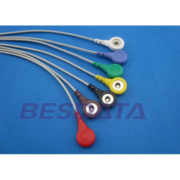 3 / 5 / 7 / 10 Leads ECG Cables And Leadwires With Snap Ending 1.5 Mm Din Connector