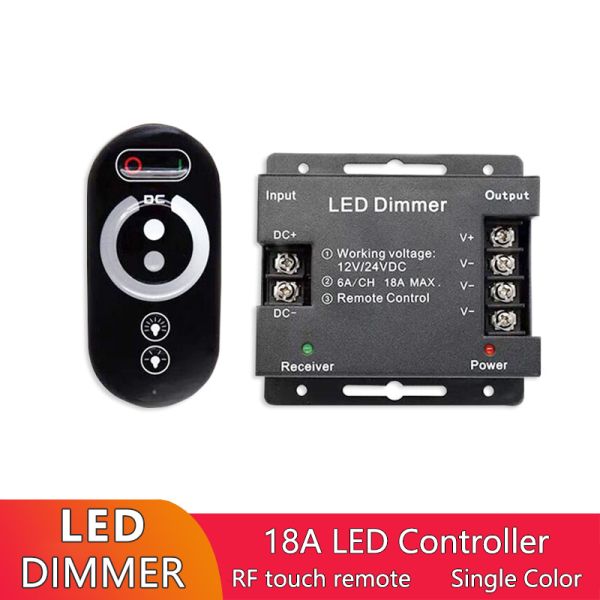 RF Wireless LED Controller Dimmer DC12V Touch Remote For 3528 Single Color LED Strip