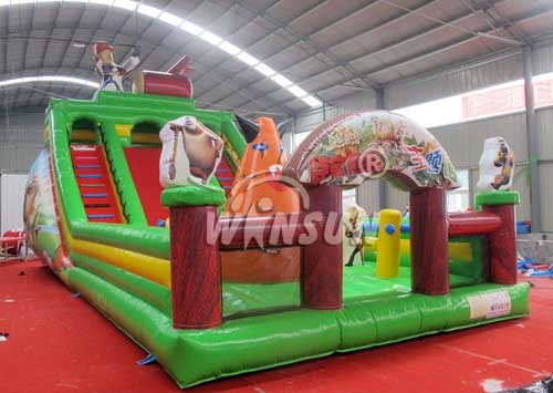 Boonie Bears Themed Big Blow Up Slide , Children'S Inflatable Slides