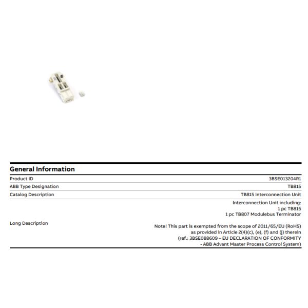 TB815 3BSE013204R1 ABB Interconnection Unit for Smooth Interconnection