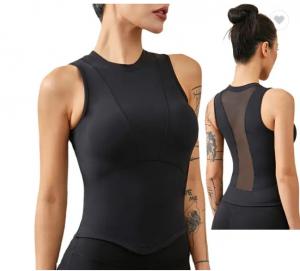 Quality Athletic Fitness Sportswear Womens Yoga Tank Tops Crop Hollow Out Mesh Shirts Vest Summer for sale