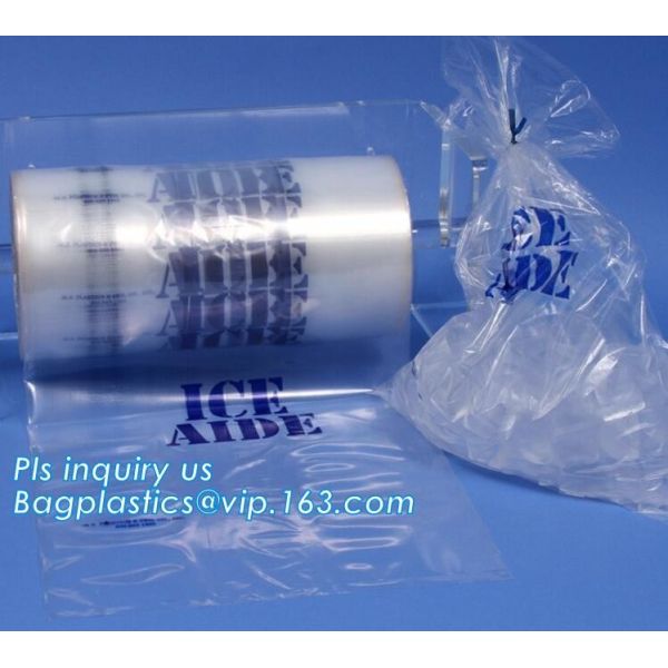 nylon Drawstring closure Plastic Ice Bags, biodegradable ice cube plastic bag, Gravure Printing Custom Wicketed Bags Ice