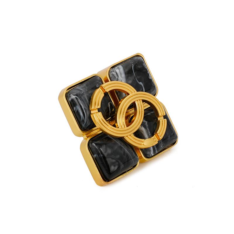 Reusable Handbag Lock Hardware Black And Gold Four Leaf Clover Double Ring