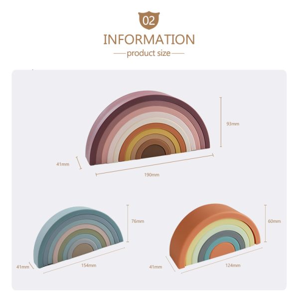 Customized Soft Silicone Toys Rainbow Stacking For Baby Educational