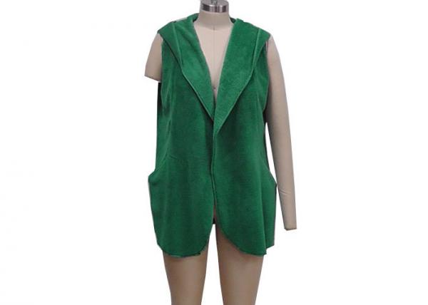 Buy Stylish Green Ladies Tank Tops Hooded Open Front Sleeveless Cardigan Vest at wholesale prices
