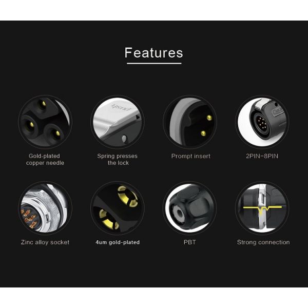 CNLINKO M12 8pin Socket Ip68 Waterproof Power Connector for LED Screen Signal Supply Circular Lighting Plastic Metal Connectors
