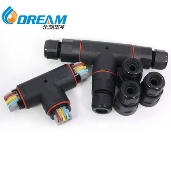DREAM START ConnectorBlack IP68 Tee Connector 3way Led Lighting