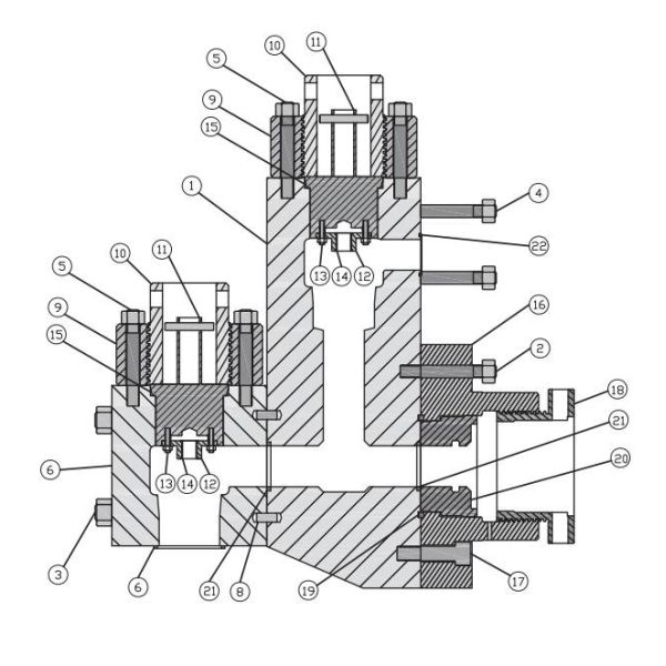 Rongsheng F1600 mud pump pulsation damener, RSF-1300 mud pump, RSF-1000 mud pump, RSF-800 mud pump fluid end module line