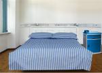 Blue 40S Stripe And 100% Cotton 220TC Hospital Bed Sheet / Hotel Collection