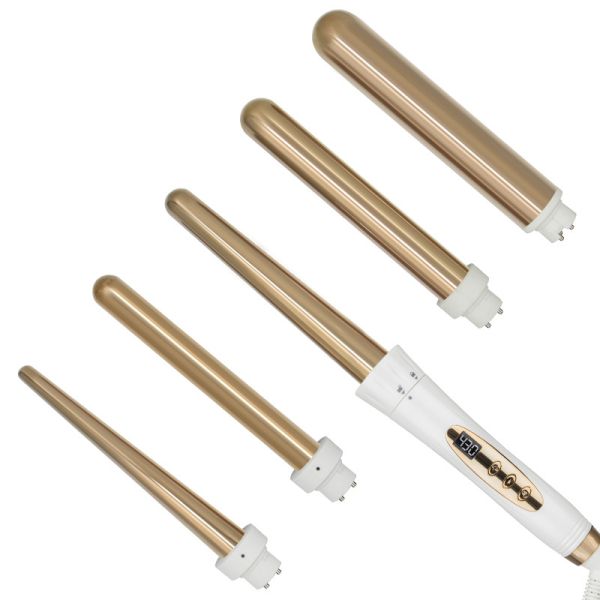 Household 5 In 1 Curling Iron Set With 5 Interchangeable Ceramic Barrels