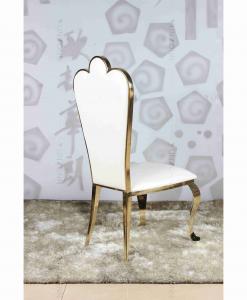 China White PU wholesale banquet chairs wedding stainless steel gold chair on sale