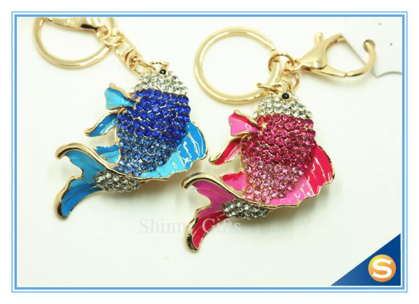 Buy Lovely Crystal Fish Bag Purse Key Chain Charm Pendant Key Rings For sale at wholesale prices