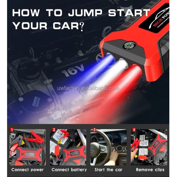 Hybrid Inverter Compatible 12V/24V Multi-Function Jump Starter with Air Compressor and 600A Portable Battery Charger