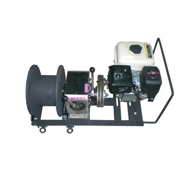 Pole Setting Gasoline Cable Drum Winch Lifting 1 Ton , Cable Puller Winch