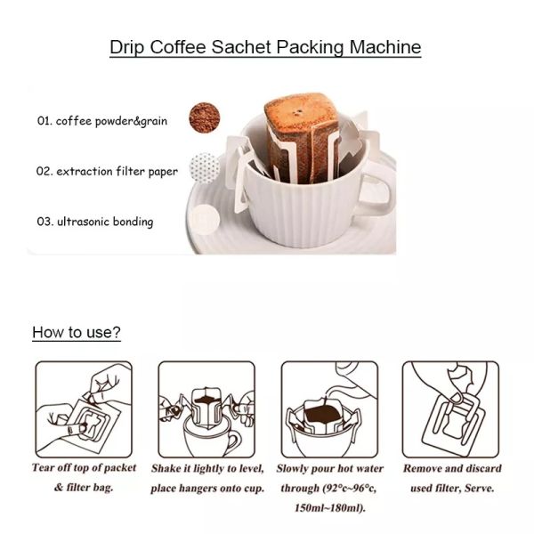 Automatic Bag Filling Packing Machine Hanging Ear Sachet Filter Drip Coffee Powder