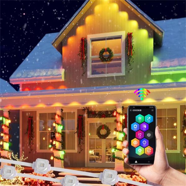 Smart Rainbow Color Changing LED Eaves Lights for Colorful Christmas House Decoration RGB