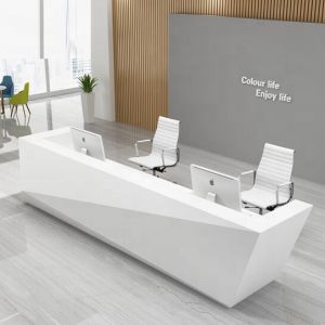 Customized reception desk design fancy modern office reception counter front