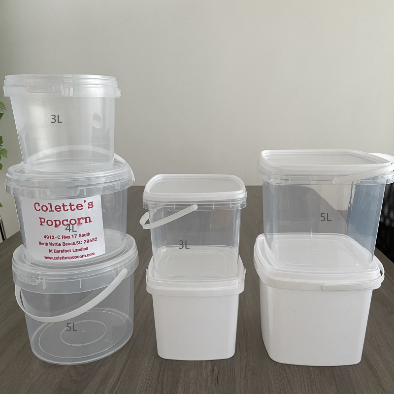 5L Black Plastic Bucket for Drink or Customize Printed Square Container