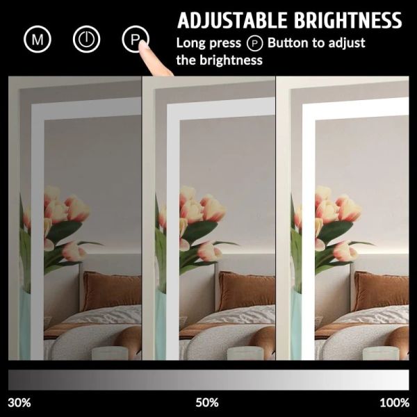 LED Dimmable 3 Modes Touch Screen Control White 360-Degree Rotation Makeup Cloud Mirror with Lights (WH-MR-96)