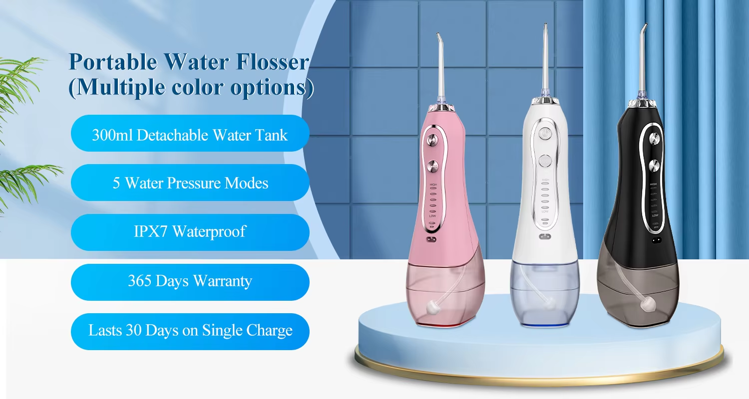 300ml Tank Water Flosser Dental Floss Water Jet With 8 Nozzles ODM OEM Available WaterPik