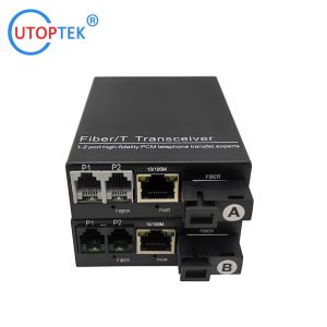 Quality 2 Channel RJ11 Telephone +1x10/100M Ethernet Over Fiber Optic Media Converter PCM Voice To Fibre Optic Transceiver for sale