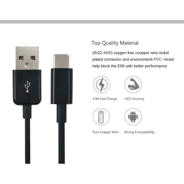 ABS Shell Micro 2A 3FT Data USB Cable For Samsung Safe Charging
