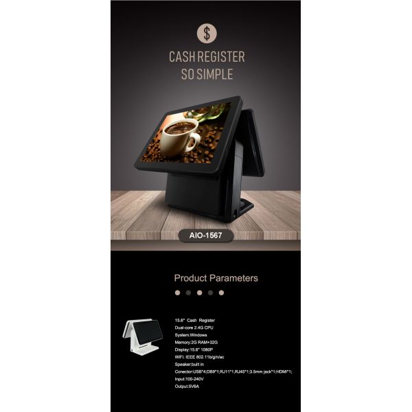 HD Widescreen Windows Pos Machine 15.6'' Cash Register Dual Core 2.4GHz CPU