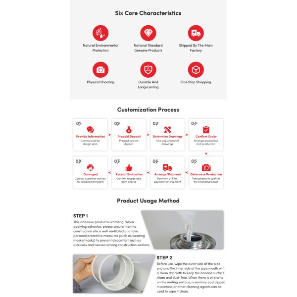 Quick Drying PVC Adhesive High Transparency PVC Pipe Cement Solvent Construction