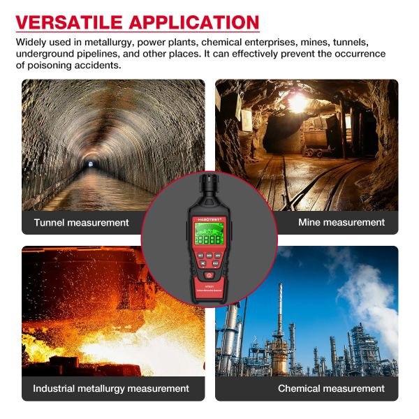 HT621 Carbon Monoxide Detector Alarm New Photoelectric Sensor Professional High Precision CO Gas Tester LCD Display