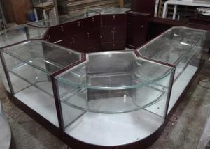 Quality Crystal Tempered Glass Jewelry Kiosk Furniture Full View Round Shape With Lights for sale