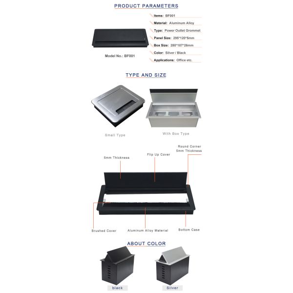 aluminium alloy concealed table wire cable grommet for office use