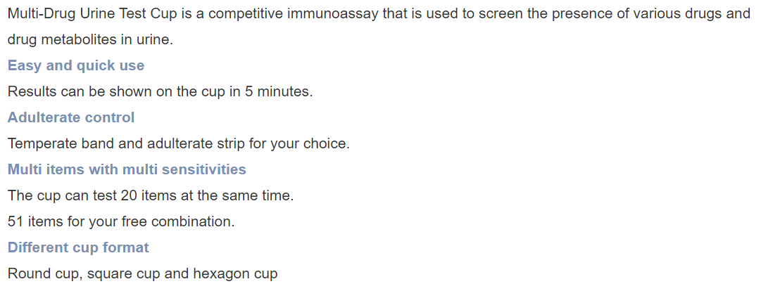 CE Marked Multi-drug Urine Test Cup from Chinese Factory