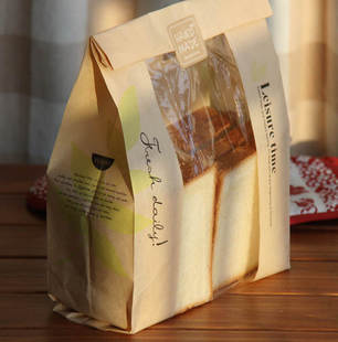Window Eco-Friendly Customized Paper Bags Grip For Bread Packaging