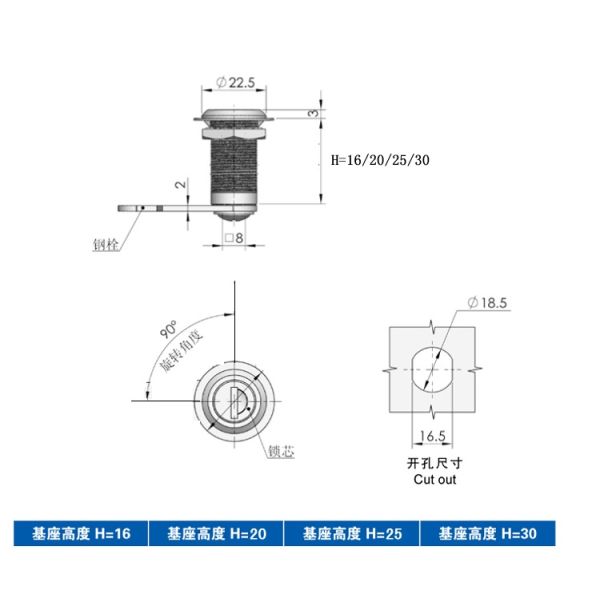 MS103 MS series cabinet door cam lock Industrial Enclosure Cam Locks