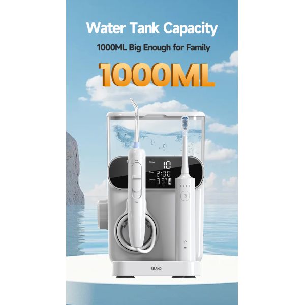 Oral Irrigator 1000ml Teeth Washing Machine Display Screen 2IN1 Electric Water Flosser with Toothbrush